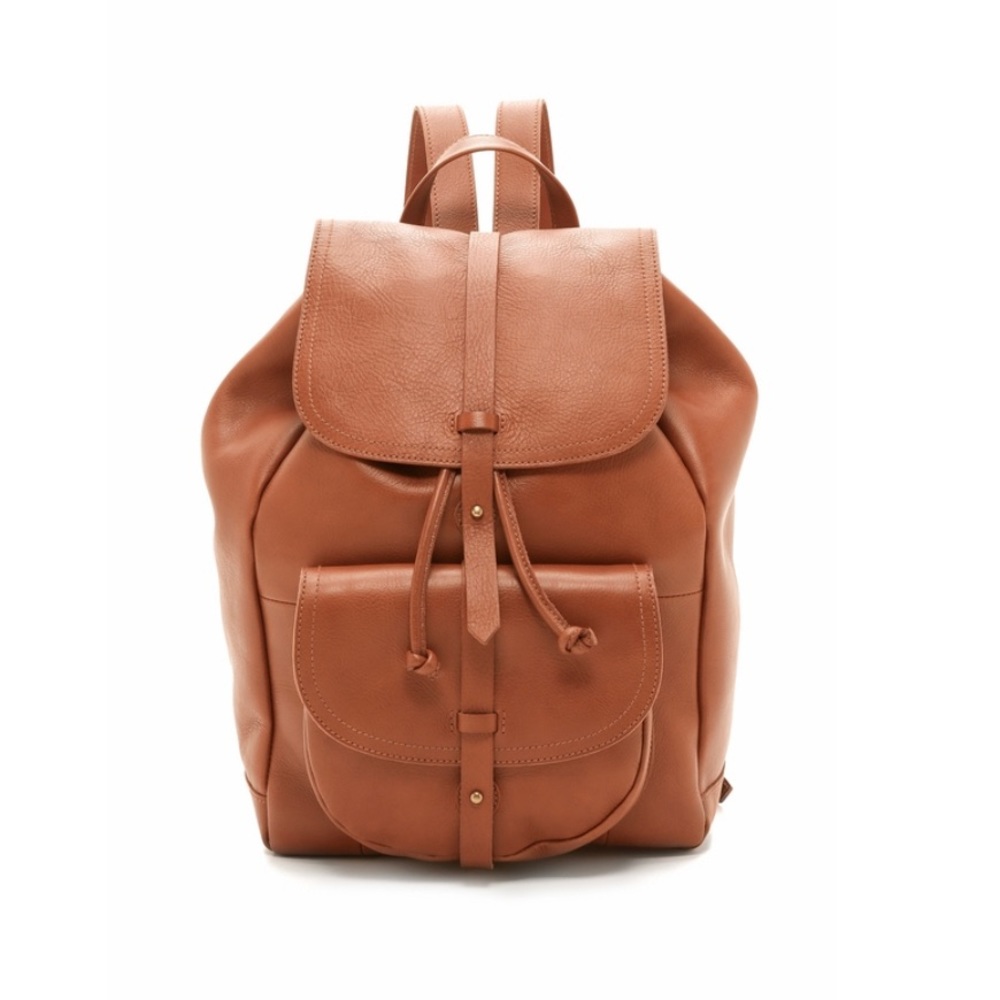 Madewell Leather Drawstring Backpack in Brown